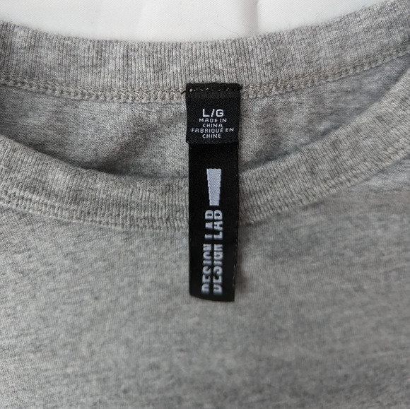 Design Lab Shoulder-Padded Jersey T-Shirt Dress Grey 100%  Cotton Women Large - Picture 8 of 11